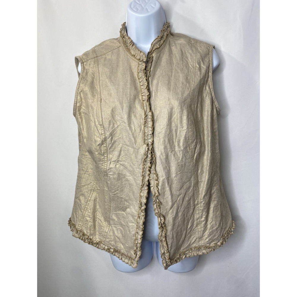 TAN JAY Womens Linen Shirt‎ Vest Size 16 Layering Victorian Regencycore Ethereal